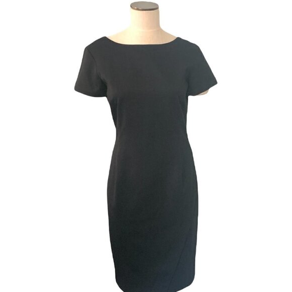 Anne Klein II Lined Wool Sheath Dress Short Sleeve Black Sz 8/10 LBD #217K - Picture 3 of 8